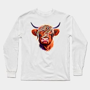 Highland cattle watercolor design Long Sleeve T-Shirt